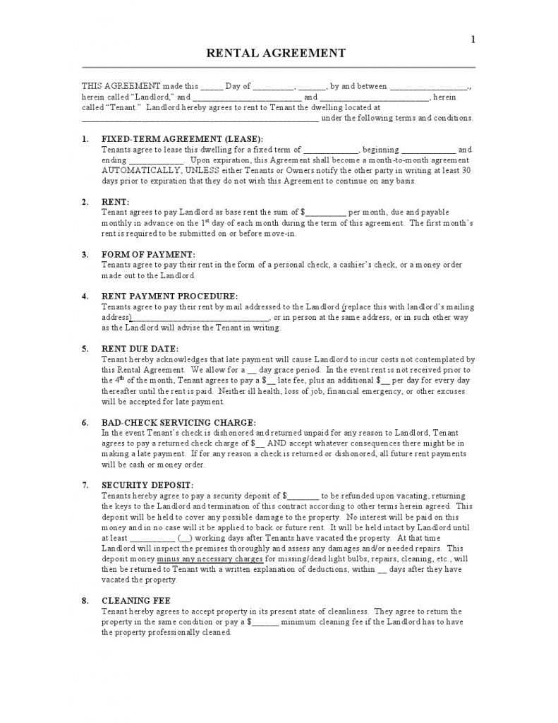 Fixed Term Lease Agreement PDF Template