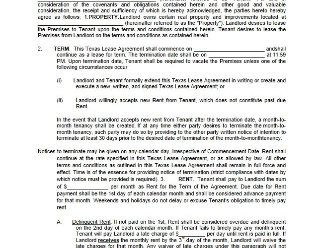 free texas residential lease agreement pdf docx template
